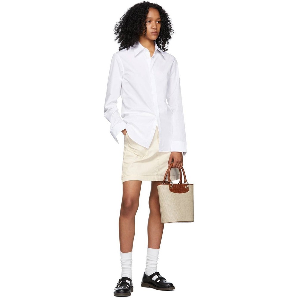 A.P.C. Rue Madame Paris Cream Cotton Denim Mini Skirt Off-White Size 34